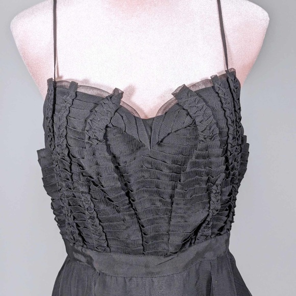 NWT Leon Max | Black Pleated Silk Sleeveless Dress - sz 8 - Picture 10 of 10